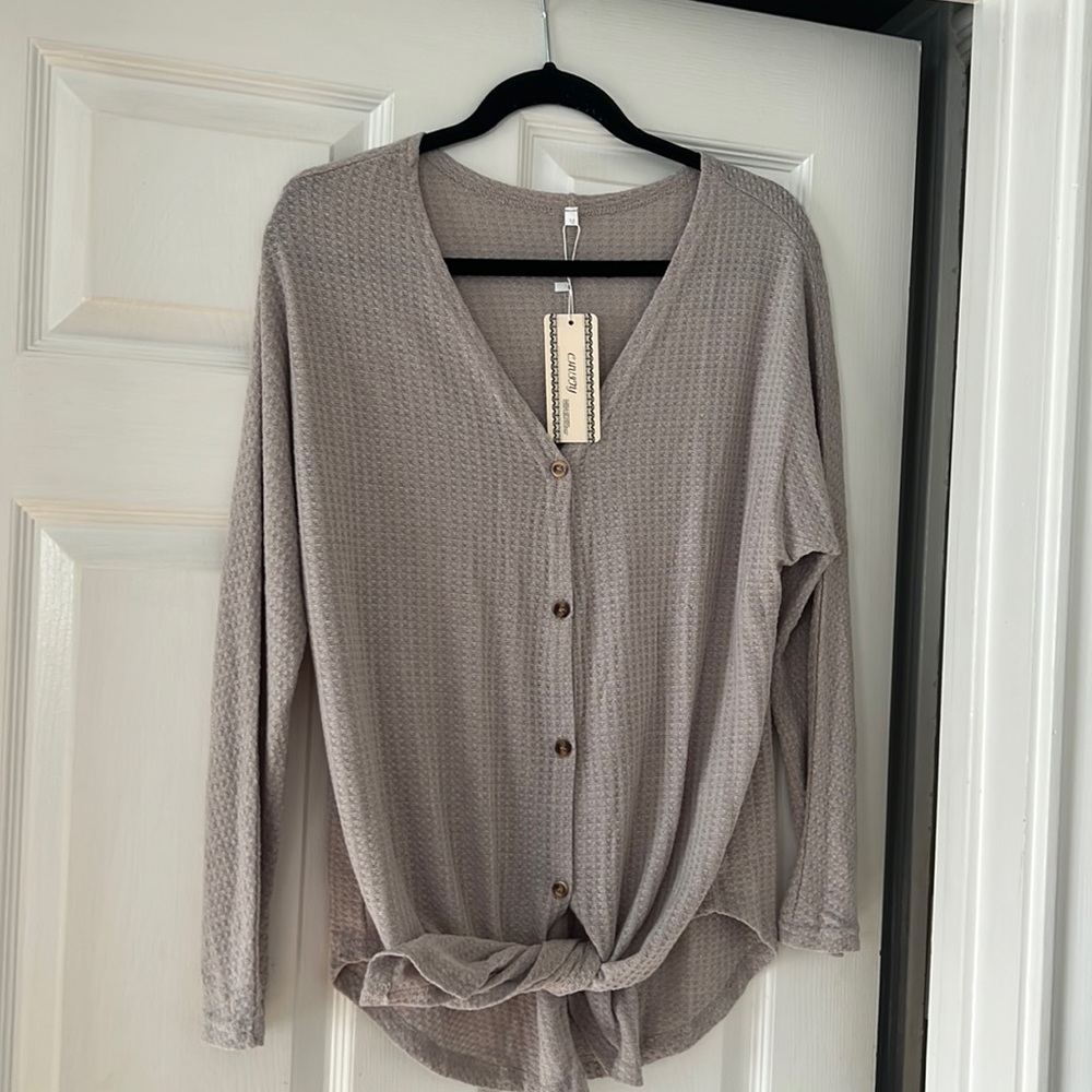 Chvity Womens Waffle Knit Tunic